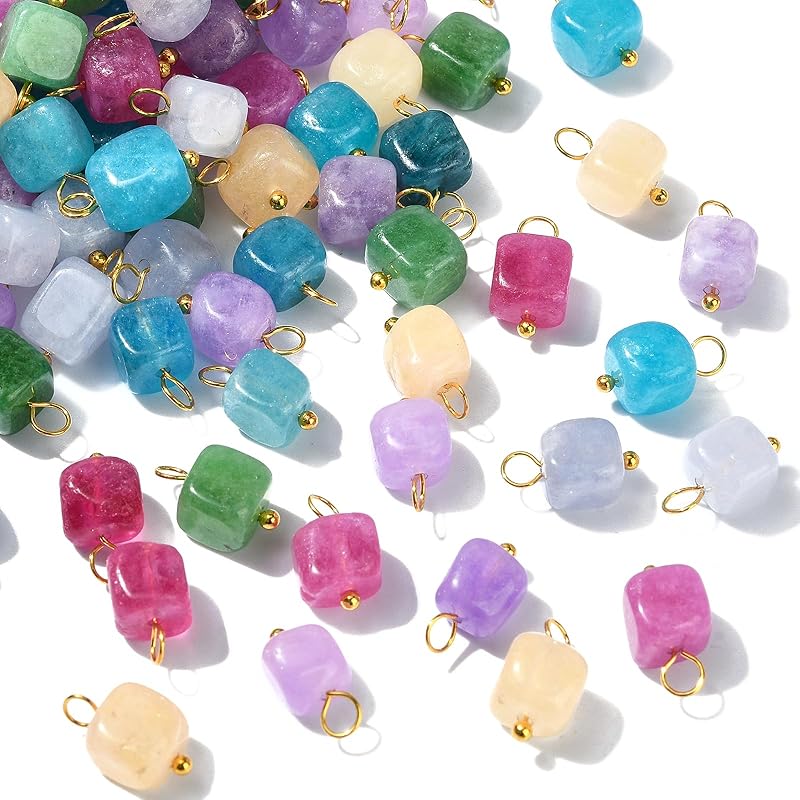 Ipotkitt 30 Pcs Natural Mixed Gemstone Connector Charms Sun Stone Charms Links Celestial Stone Charms for Jewelry Making DIY Craft Findings