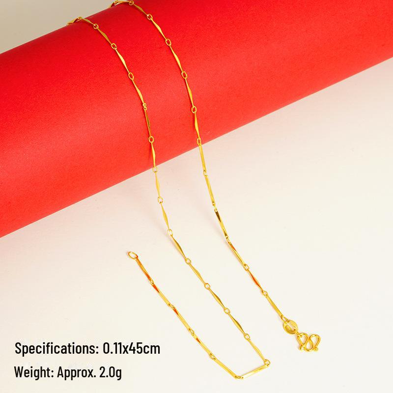 Elegant Sand Gold Clavicle Pendant Necklace for Women - High-End Imitation Gold Chain 