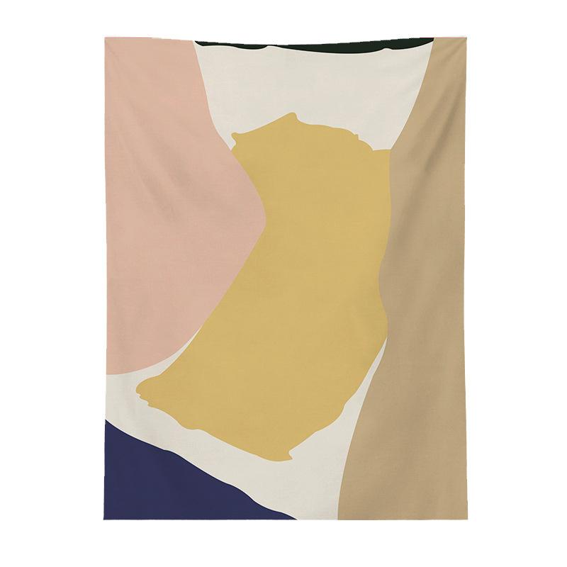 Geometric Color Block Printing Tapestry Rainbow Color Leaves Flowers Tapestry Landscape Tapestry