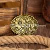 Retro Oval Flower Pattern Unisex PU Leather Belt Buckle