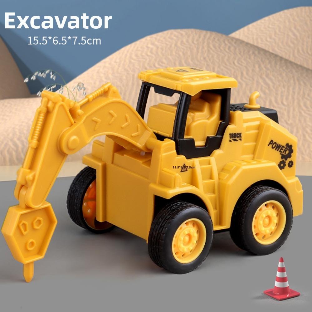 Yellow Press Sliding Press Car 6 Styles Excavator Roller Bulldozer  Children Educational Toys