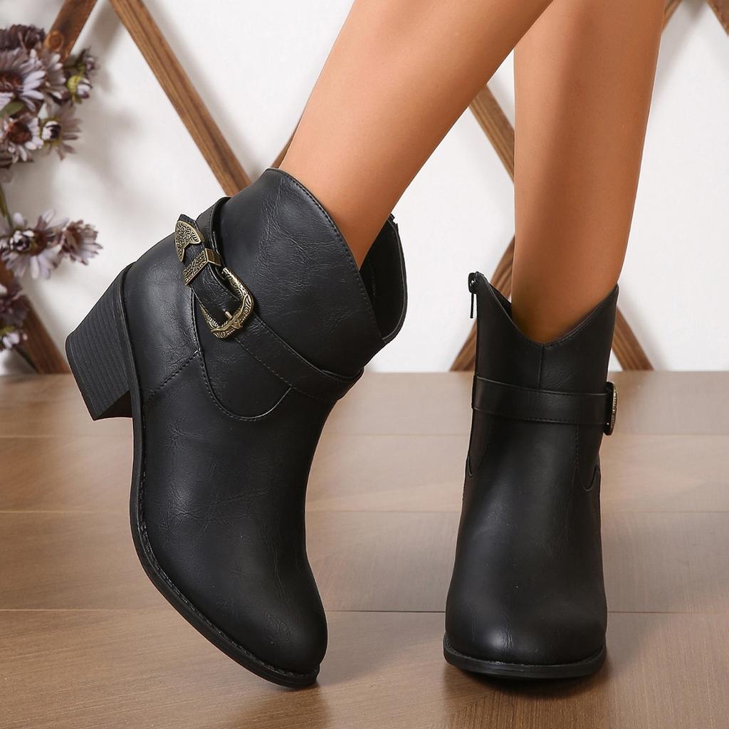 Shoes for Women's Platform Boots Elegant Woman Heeled Shoe Autumn Winter 2025 Coshift Heels Round Head Waterproof Short Barrel