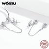 WOSTU 925 Sterling Silver Safety Chain Elf Fairy Angel Charms Fit Original Bracelet & Bangle