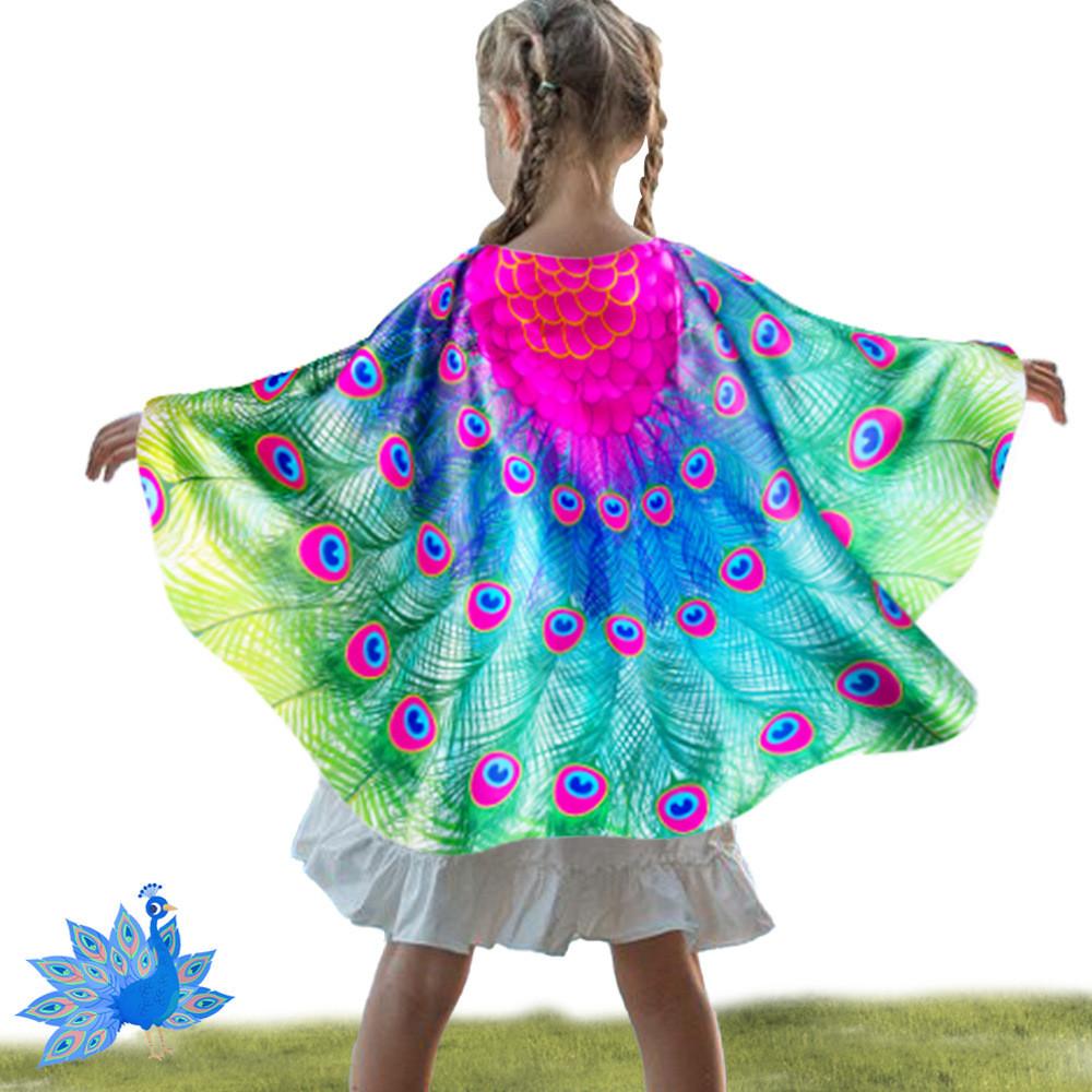 Childrens Peacock Costume Set With Mask And Wings For Halloween And Party Dress Up