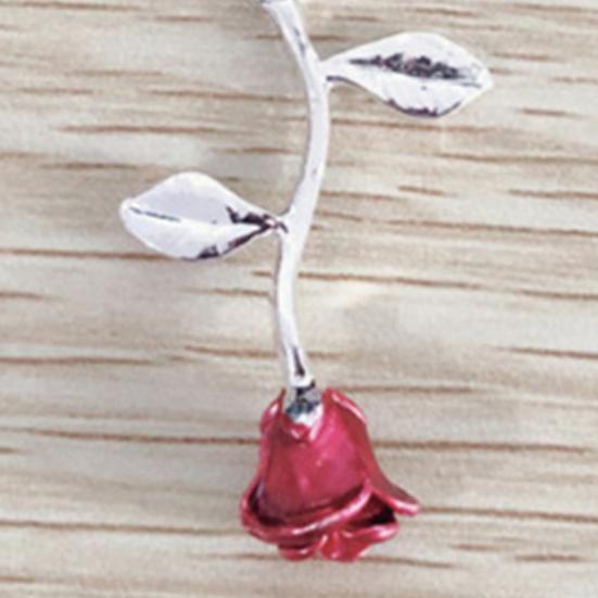 Elegant Women Enamel Rose Pendant Chain Necklace Jewelry Valentines Day Gift
