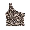 European and American Spice Girls Niche Design Sense Slant Shoulder Leopard Print Suspender Small Vest Short Sleeveless Outer Top Women
