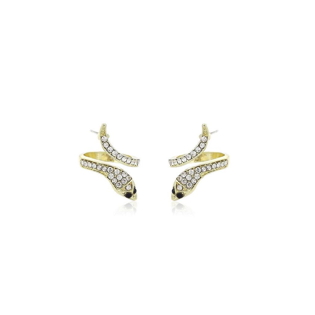 Exquisite Diamond-Encrusted Silver Snake Earrings – Luxurious, Unique Design with a Modern Style.