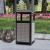 15 Gallon Grey Commercial Trash Can with Ashtray, 56L Large Capacity Outdoor Garbage Bin, 16x33 Inch Industrial Waste Container