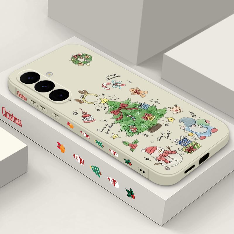 Lanyard Soft TPU Case For Samsung Galaxy A17 A16 A56 A55 A54 A15 A35 A26 A36 5G S25 S24 S23 S22 Ultra S24 FE Christmas Tree Phone Cover
