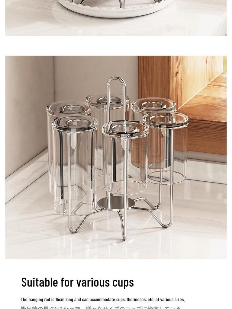 Stainless Steel Rotating Cup Holder & Draining Rack for Countertop