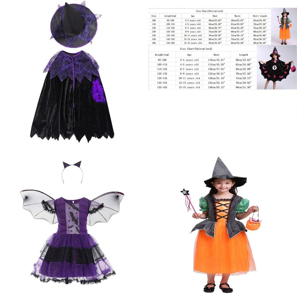 Magical Baby Girl Gown Halloween Cosplay Witch Costume For Teens With Puff Sleeves