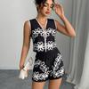 Women's 2 Piece Set Halter Vest & Shorts Summer Outfit Tropical Print Vacation Beach Suit
