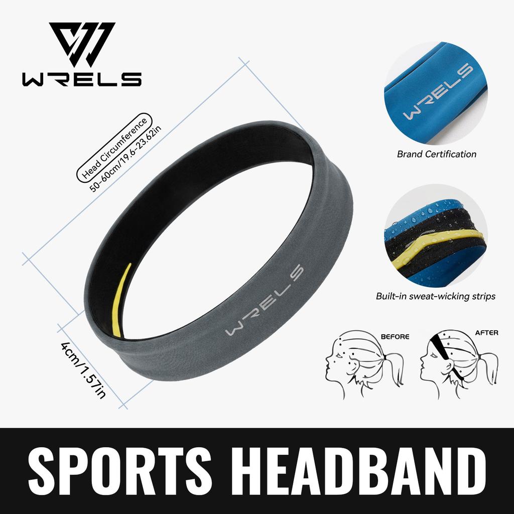 WRELS Sports Headband Anti Slip Running Yoga Fitness Hair Band Sweat Absorbing Moisture-wicking Breathable Elastic Hair Bands