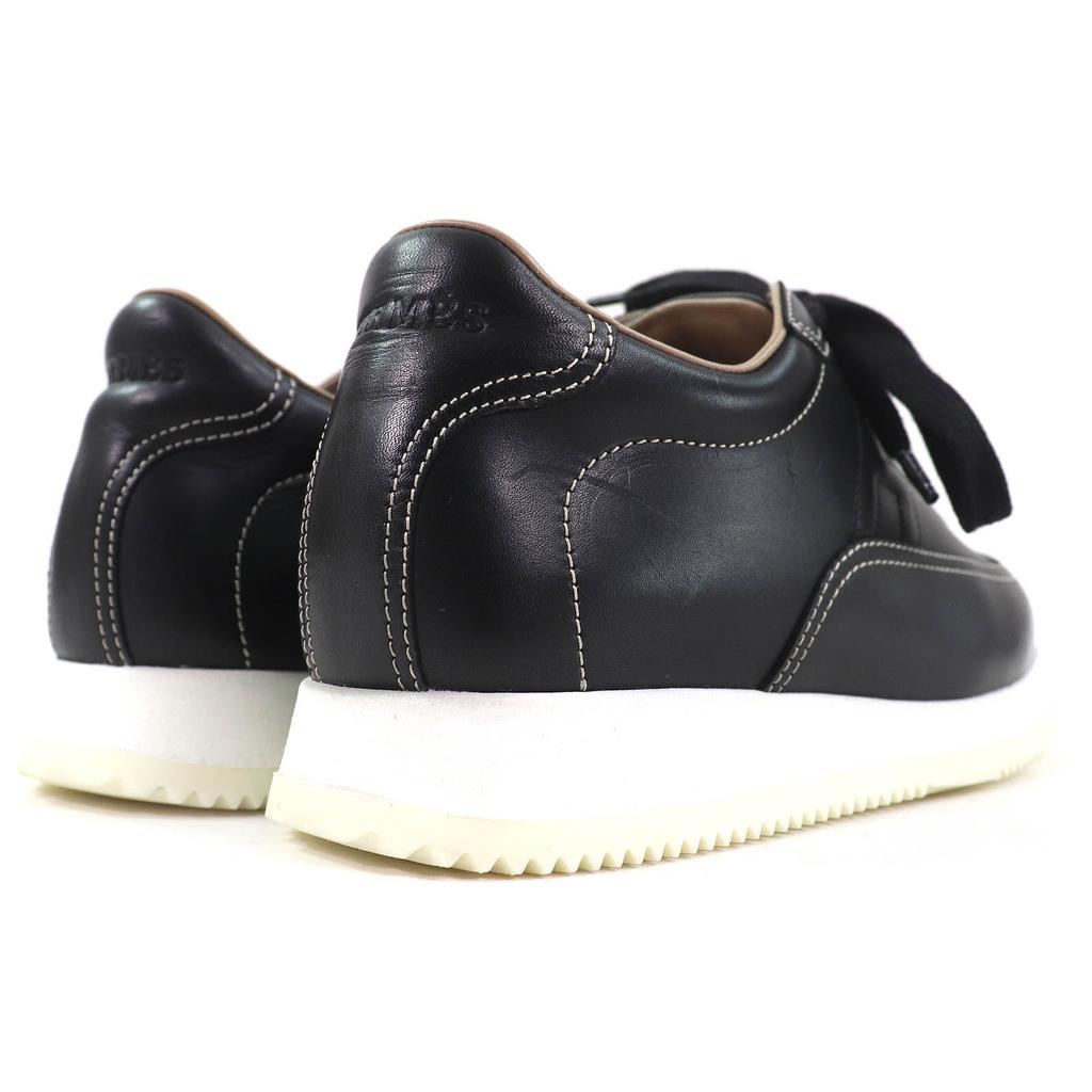 Great HERMES sneakers quick H logo stitch black leather Women 35 192214Z Used