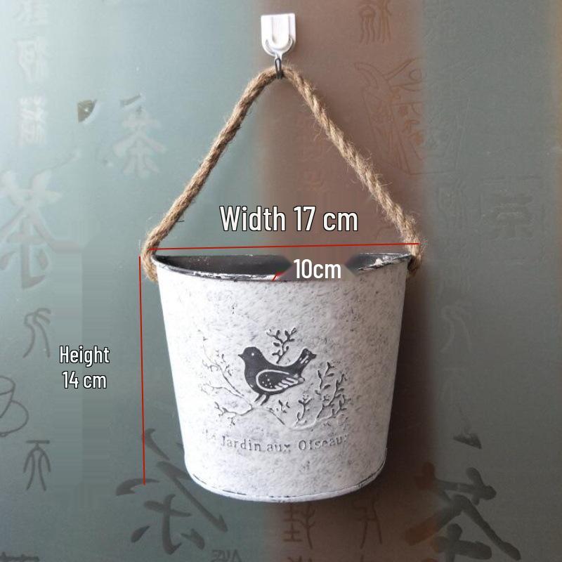 Vintage Wrought Iron Wall-Mounted Flower Pot and Hanging Basket