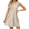 Summer Dresses Loose V Neck Sleeveless Sundresses Swimsuit Coverup With Pockets