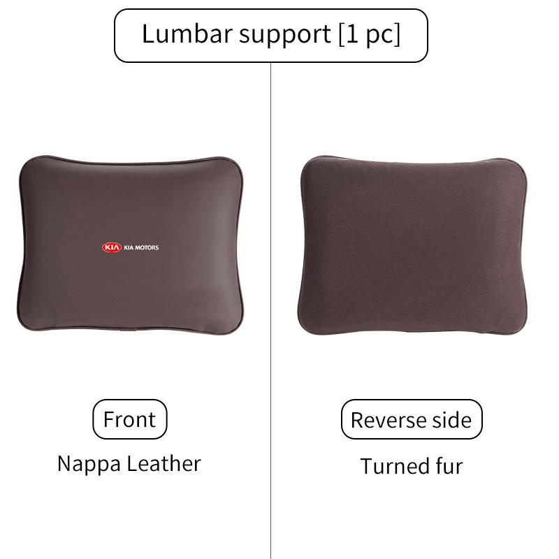 For KIA Car Leather Headrest Neck Support Seat Waist Cushion Pillow Auto Accessories Sorento Stinger Soul Spectra Niro Cadenza Nvhs30