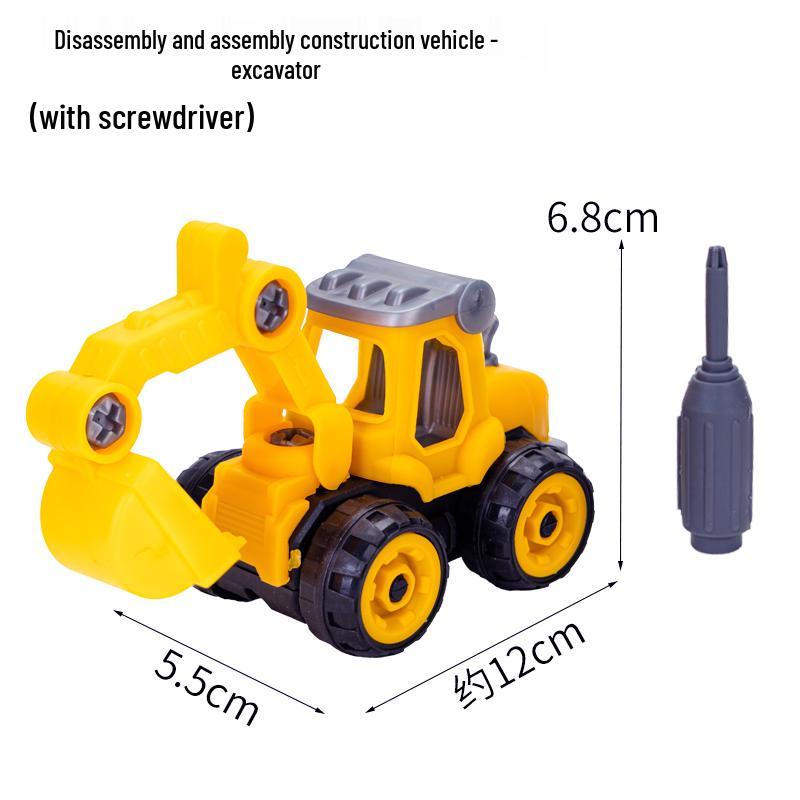 Construction Vehicle Cake Toppers: Excavator, Bulldozer, Roadblock Inserts, Figurines for Boys' Birthday