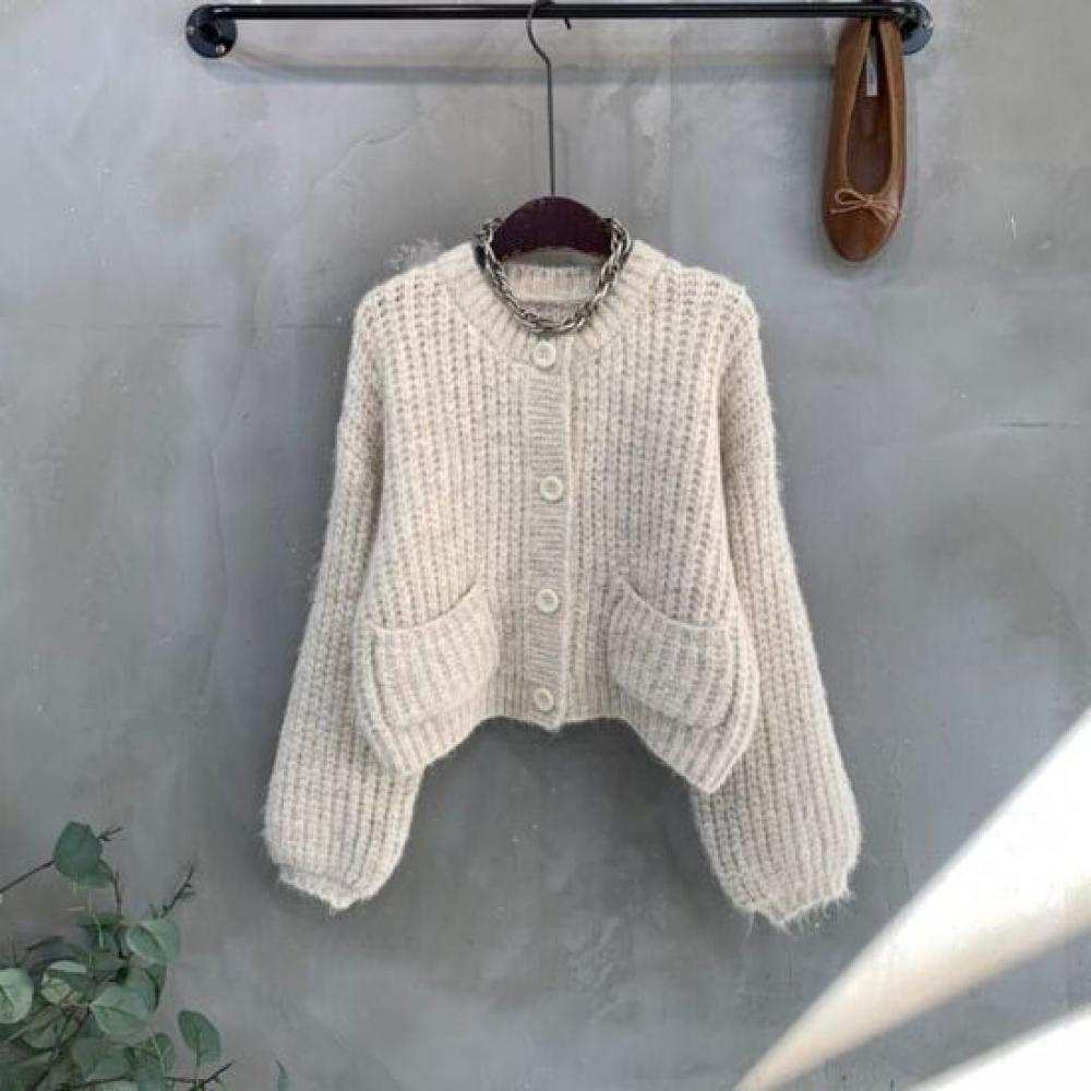 C S In The Room Chunyi Wool alpaCa Balloon Fit Long Sleeve Knit Cardigan 5Color