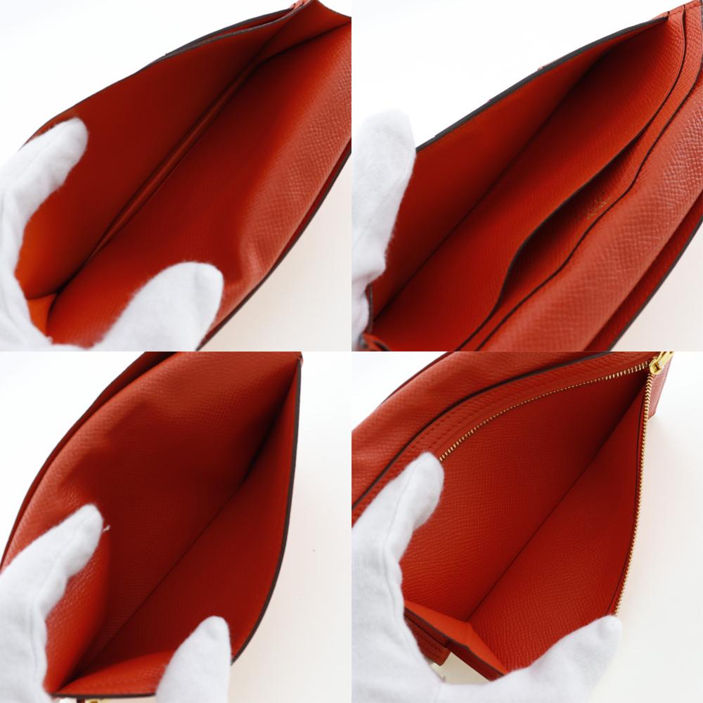 Hermes Beansufla Purse Orange/Gold Hardware Epsom Women Used