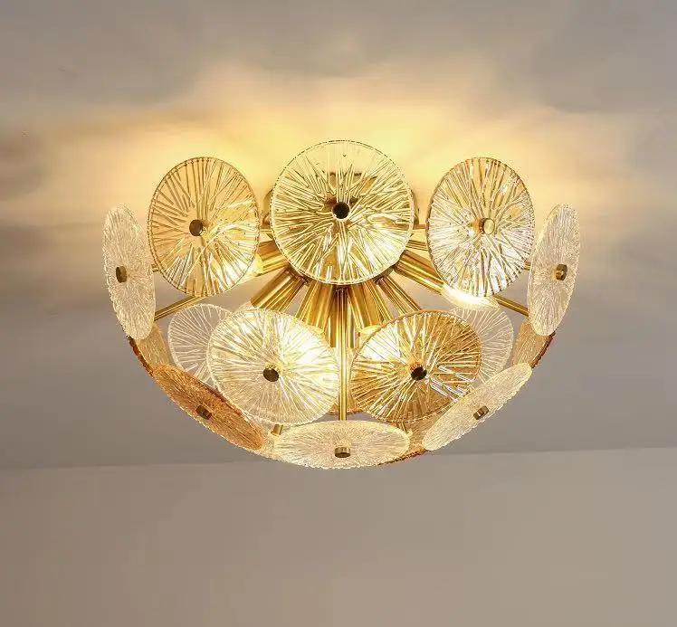 Luxury Gold Crystal Hanging Light Ball Round Glass Ceiling Lamp Interior Decoration Pendant Lamp For Living Room Dining Bedroom