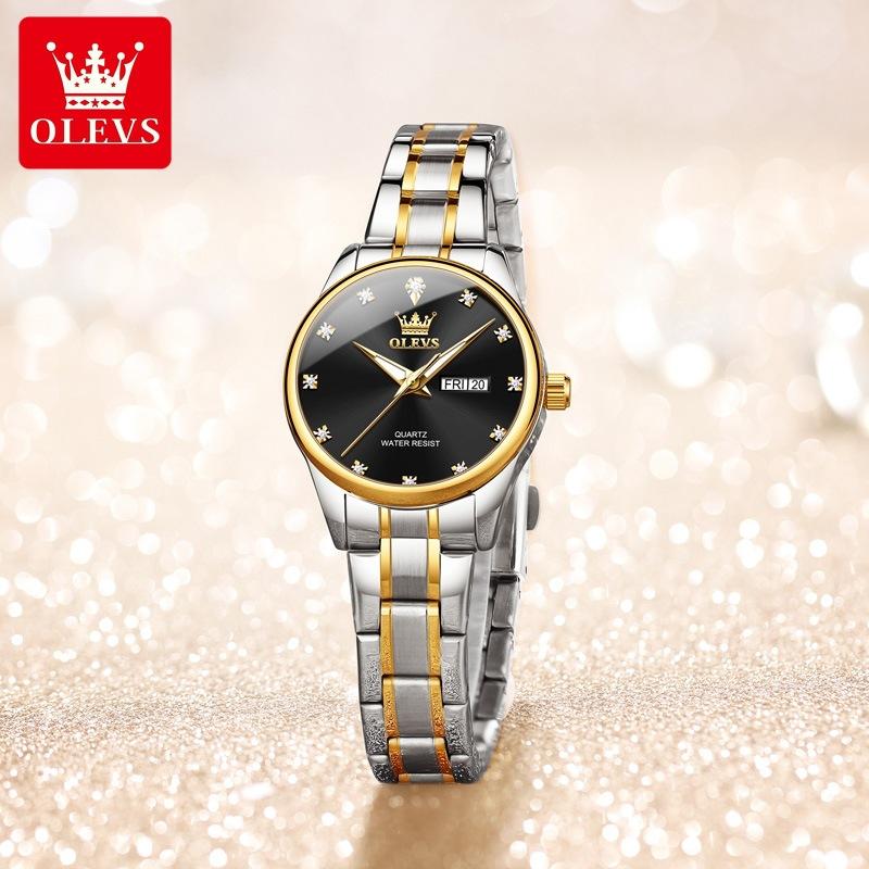 OLEVS Womens Wrist Watch Business Fashion Watches Stainless Stee Watch Bands Quartz Watch For Woman Waterproof Week Date Wristwatch