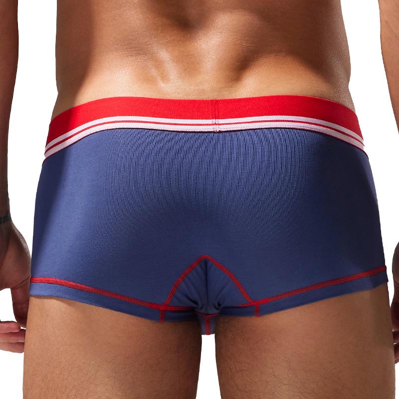 SEOBEAN Men's Fashion Splicing Boxer Briefs with No-Roll Edge & U-Convex Pouch - Comfortable Cotton Underwear