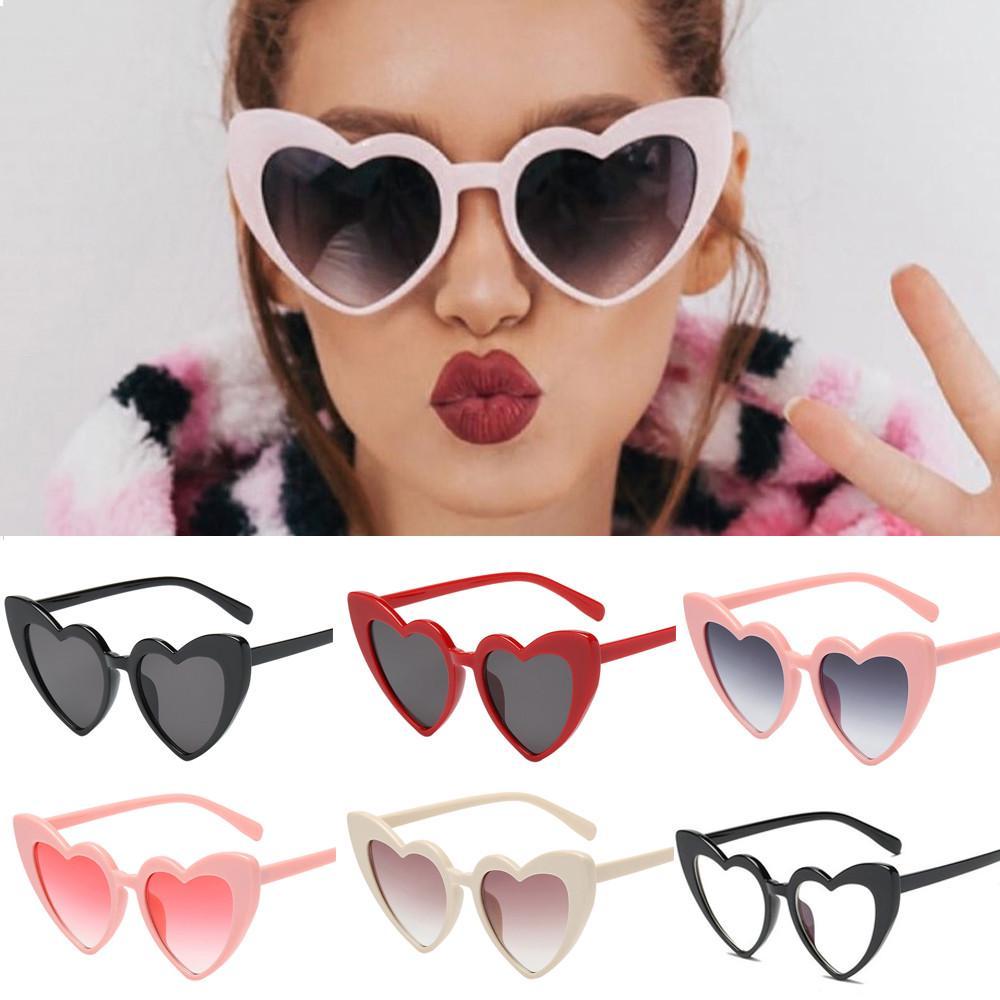 Women Retro Fashion Heart-shaped Shades Sunglasses Integrated UV Glasses