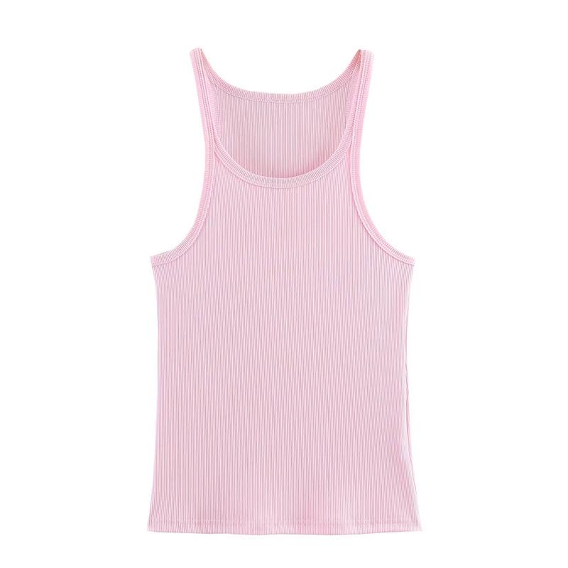 

2026 Spring European & American Women s Ribbed Tank Top - New Style Large рожевий