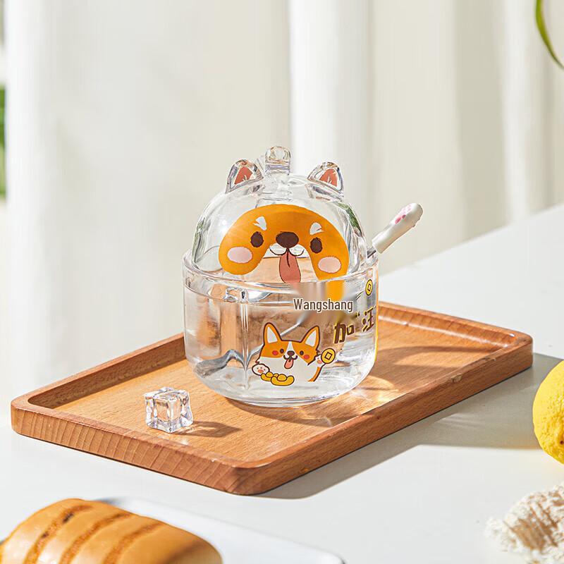 LOVWISH Cartoon Glass Breakfast Mug with Lid