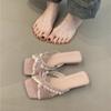 Gentle Fairy Cool Slippers Female Summer 2025 French Sweet with Skirt Bow Open Toe with Sandals