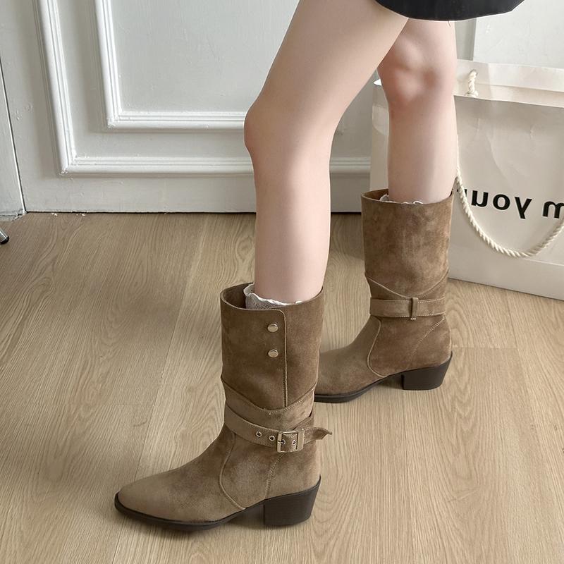 

Fashion New Style Luxury Women Boots European and American Fashion Buckle Pleated Short Boots Autumn and Winter Flat Boots Women Shoes 40 коричневый
