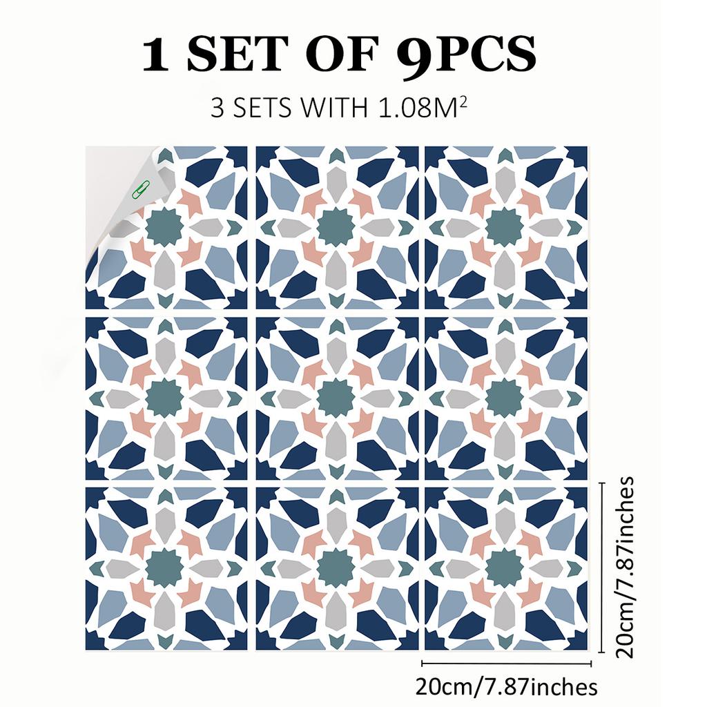 Mediterranean Wind Thickened Living Room Wear-Resistant Retro Pvc Floor Sticker Matte Floor Tile Self-Adhesive Bathroom Wall Sticker