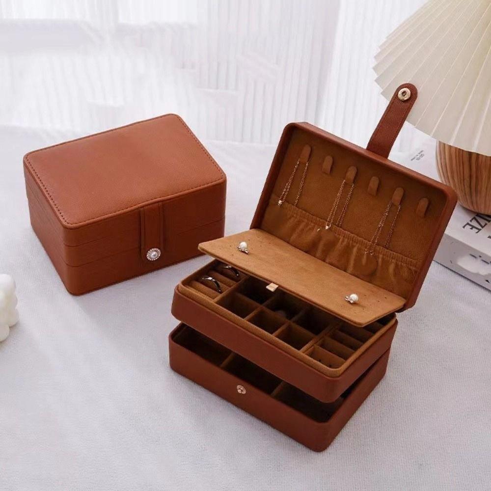 Ringe Halskette Schmuckhalter PU Schmuckaufbewahrungskoffer Tragbare quadratische Schmuckschatulle Geschenk
