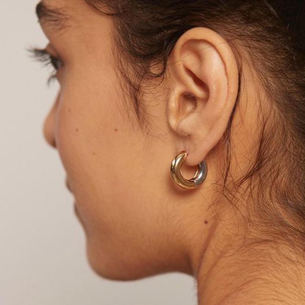 Minimalist 18k Gold-Plated Stainless Steel Circle Earrings In European & American INS Style