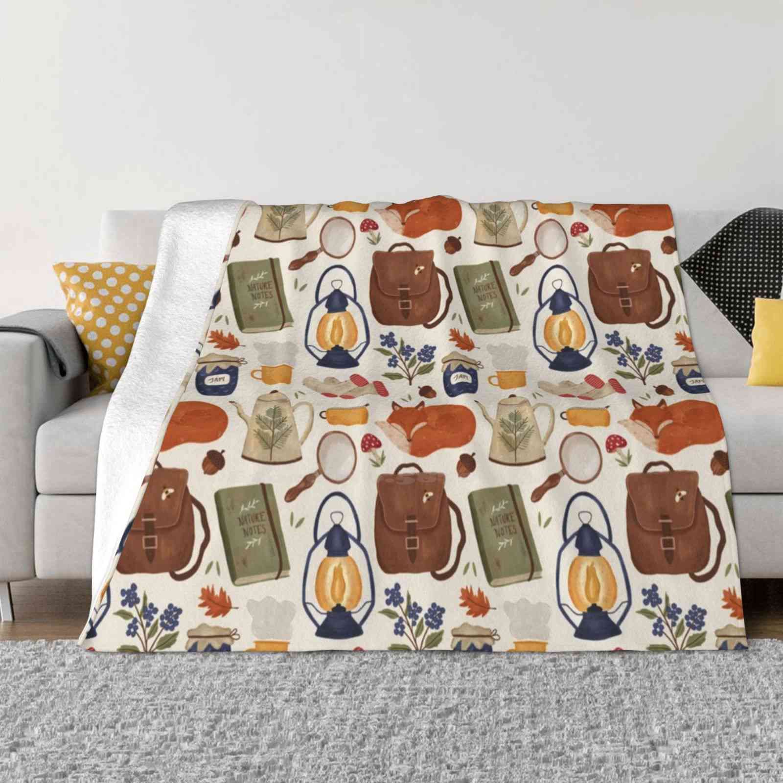 Woodland Wanderings Latest Super Soft Warm Light Thin Blanket Forest Woodland Adventure Wander Fox Nature Lover Whimsical 30x40in