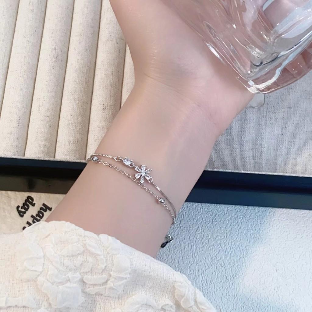 Stylish Floral Fresh Double Layer Bracelet For Women Ideal For Trendy Giving Gift