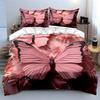 3D Papierschnitt Rosa Schmetterling Bettwäsche SetFloral Geprägter Textur Druck Bettbezug 2 Kissenbezüge Einzel Doppel King QueenGeschenk