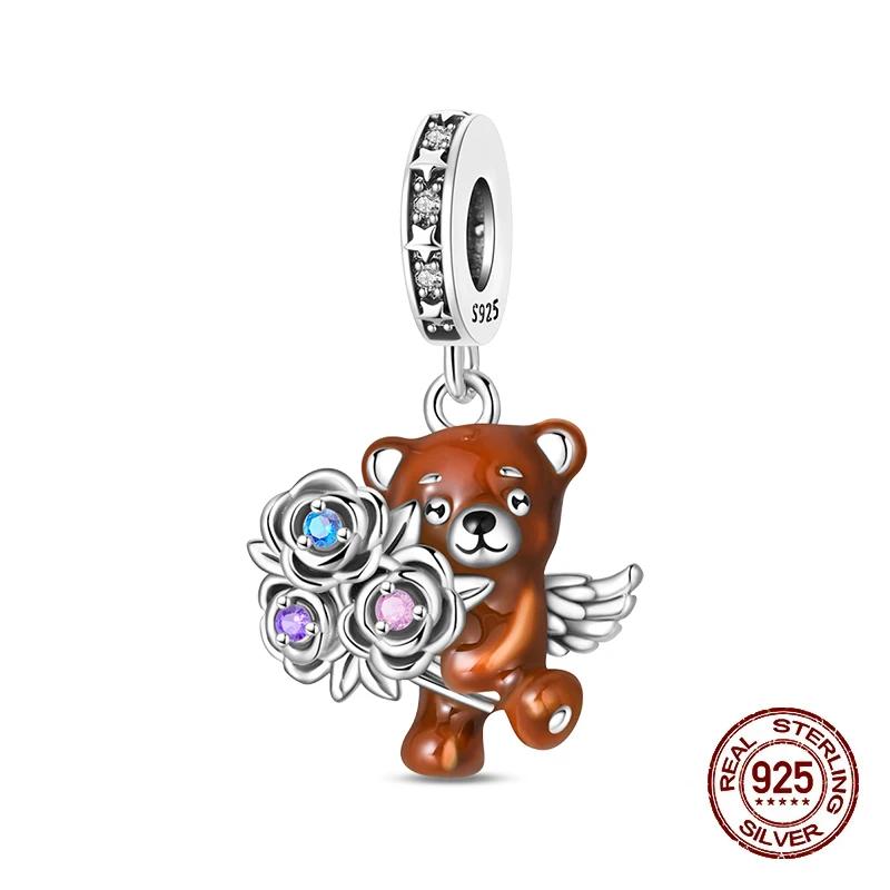 Springtime Flamingo Cactus Sunflower Animal Charms Beads Fitdiy Copper Original Bracelets Women Fine Jewelry Gift