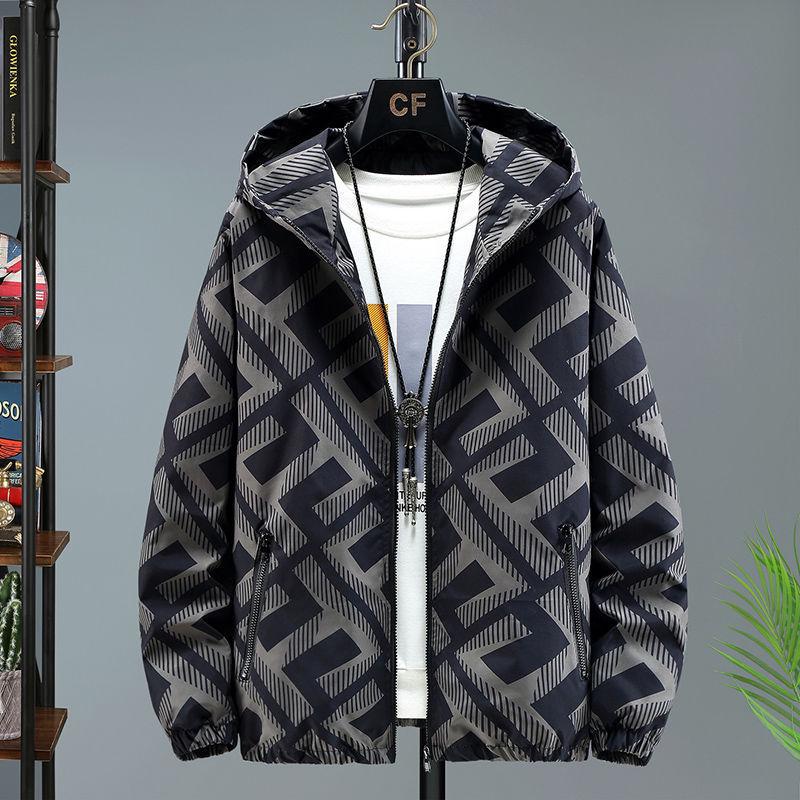 Europejska Modna Męska Kurtka Jacquard w Kratę ze Stójką - Koreański Styl Wiosenno-Jesienny Casualowy Top