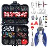 263pcs Portable Fishing Tool Box Including Plier Jig Hooks Sinker Weight Swivels Snaps Sinker Slides Fishing Accessories Set