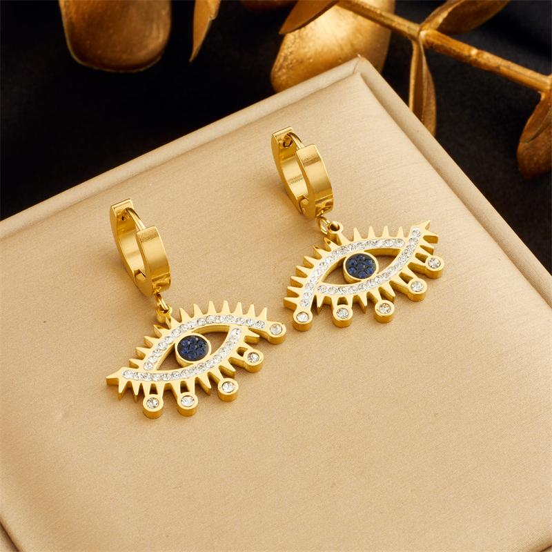 Stainless Steel Geometric Luxury Crystal Earrings For Women Girl New Waterproof Earrings Ear Jewelry Gift