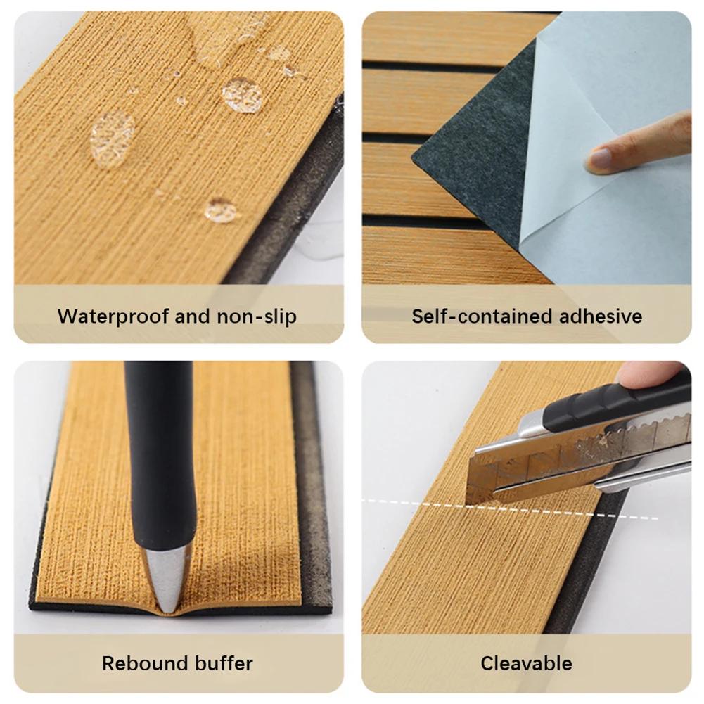 58x2400x5mm Single Strip Imitated Teak Yacht Boat Deck Mat Flooring Brown Anti Skid Mat Pad EVA Foam