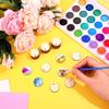 50pcs/pack Unfinished Blank Wood Round/Heart/Star Pendants Disc Wooden Pieces with Hole and Conneted Rings for DIY Craft Art