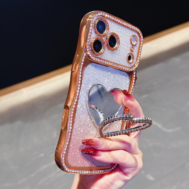 Star‑Diamond Electroplated Glitter TPU Phone Case Rhinestone‑Decorated Mirror‑Kickstand Anti‑Drop Protective Shell For iPhone