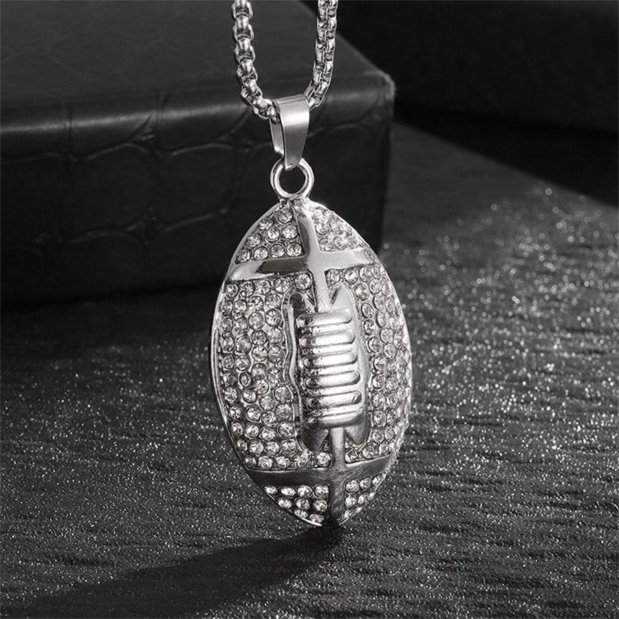 1PC New American Football Necklace Rap Punk Rock Jewelry Gift For Men Women Athletes Accessories