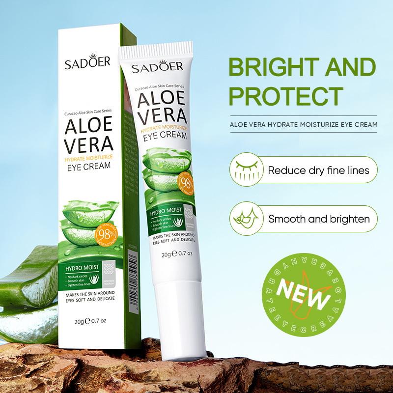 Sadoer Aloe Vera Augencreme Anti-Falten Dunkle Ringe Tränensäcke Feuchtigkeitsspendend Straffend Glättend Augen Schönheit Hautpflege Kosmetik