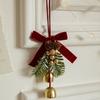 Green Christmas Chime Bell Red Pine Cone Bell Pendant  Christmas Tree Decorations