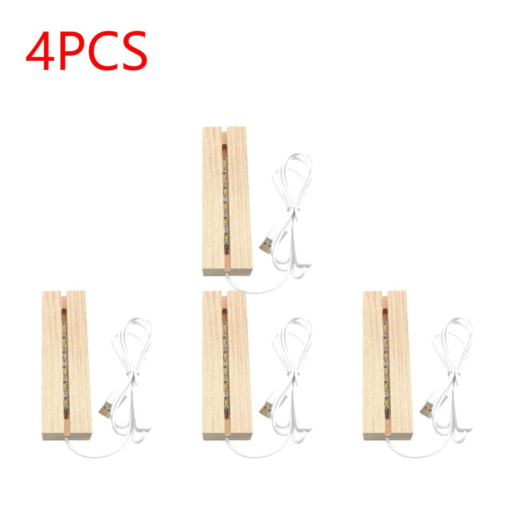 1-5PCS LED Wood Light Display Crystal Wooden Lighted Stand Acrylic Light Plate Base USB Wooden Base For Resin Art Lights 2025