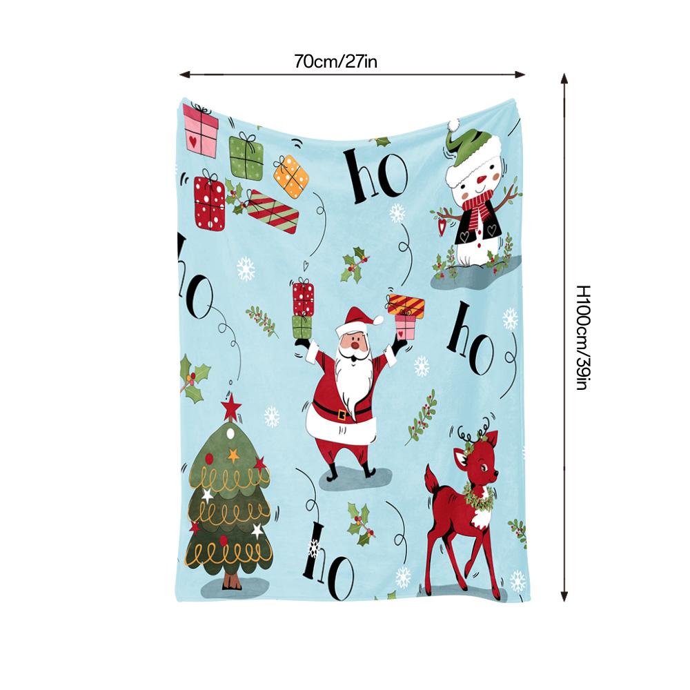 TU Cozy Christmas Throw Blanket Reindeer Santa Claus Holiday Flannel Bedspread Home Decor Gift Festive Winter Warm Soft Throw